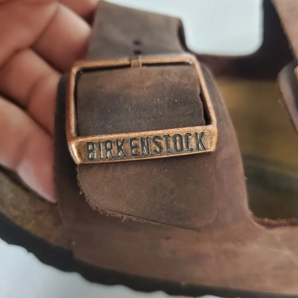 Birkenstock Mens Milano Three Strap Sandal Size 42 EU 9 US Brown Leather Comfort